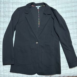 Croft & Barrow Black Blazer with Multicolor Accents on the Inside.